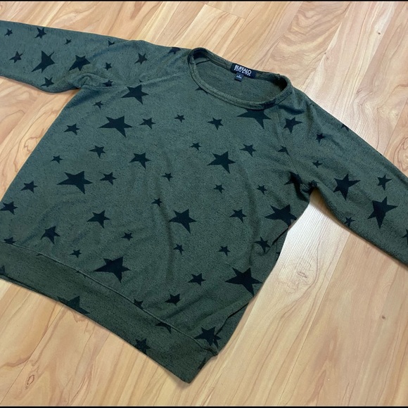 Women’s Buffalo David Bitton Olive Green Long Sleeve Crewneck Shirt S - Picture 2 of 9